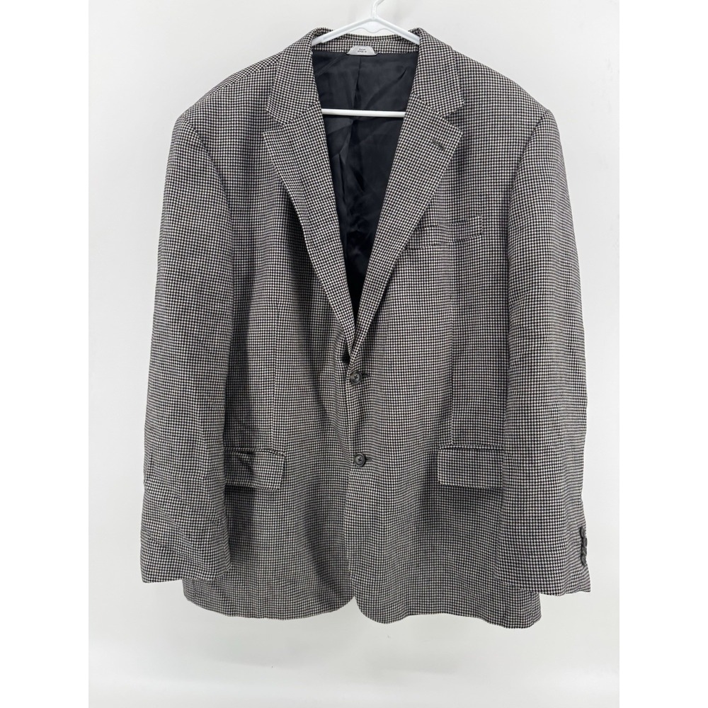 Lord & Taylor Blazer Mens 46R Gray Check  100% Cashmere Sport Coat Grant Thomas